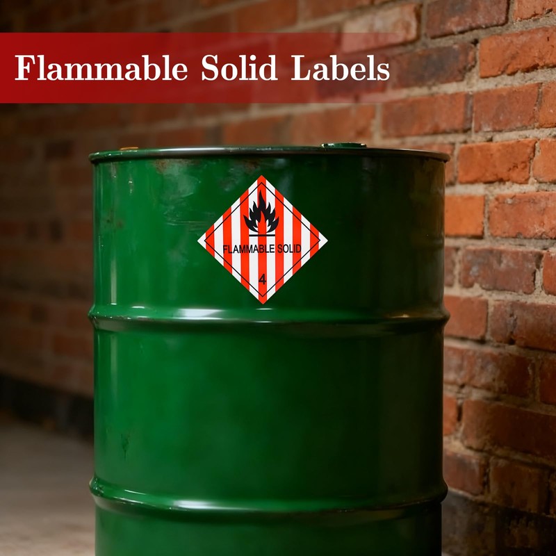 Affrolling 500 Pcs Hazard Class 4 Flammable Solid Labels -