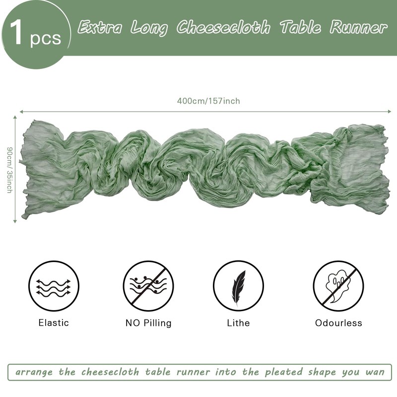 YALLOVE Cheese Cloth Table Runner, 1 Pack 90 x 400