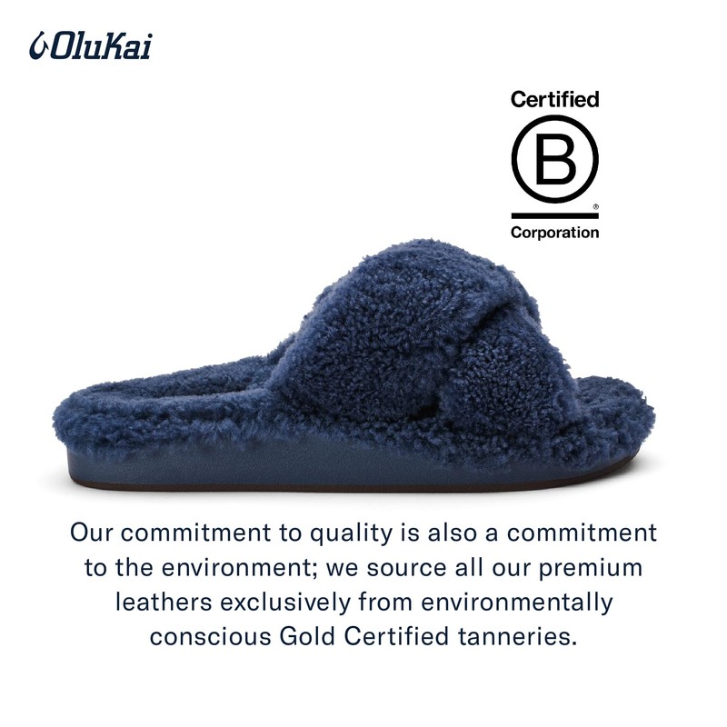 OLUKAI Hila Heu Women's Slipper, Women's Slip-On Shoes, Genuine Shearling,