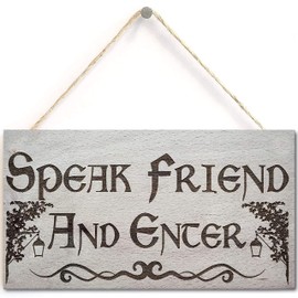 Speak Friend And Enter Wooden Hanging Man Cave Gift Plaque Dad Pub Bar Sign 12'' X 6'' BLTSA-14 (Navy-131)