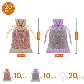 Homode Cedar Blocks for Clothes Storage, Pack of 20 Cedar Sachets and Lavender Sachet Bags for Drawers and Closets, Cedar Wood Chips, Scent Satchels Closet Freshener