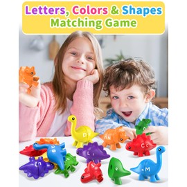 Walenty 26PCS Dinosaur Alphabet Learning Toys for Toddlers Kids 3-5, Montessori Educational Toys Gifts for 3 4 5 Year Old Boy Girl, Preschool Learning Activities, Double Sided ABC Matching Game