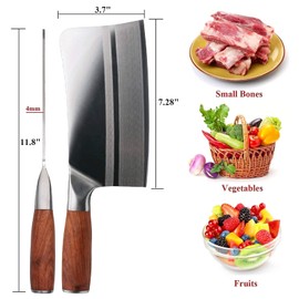 Kitory Meat Cleaver, Heavy Duty Chinese Chef Knife, German Steel Multi-Purpose Kitchen Knife with Comfortable Pearwood Handle, 2023 Gift Box Included, 7 inch Bone Chopping Knife,