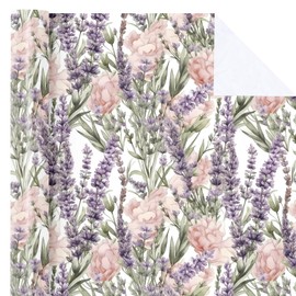 WRAPAHOLIC Floral Wrapping Paper Roll - Mini Roll - 17 Inch x 33 Feet - Lavender Flower Wrapping Paper, Perfect for Girls Women Birthday, Wedding, Bridal Shower
