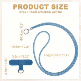 PATIKIL Phone Chain Crossbody Lanyard, 2Pcs Water Diamond Wrist Phone Bling Shoulder Strap with Tether Tab Universal Lanyard for Most Smartphones Bags Purses, Sky Blue