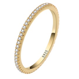 ZEACCT 1 Pcs Simulated Diamond Stackable Ring Gold Plated Eternity Band for Women Anniversary and Engagement Jewelry Elegant and Timeless Design