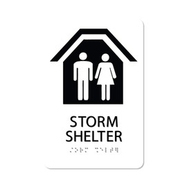 ALPHA DOG ADA SIGNS Storm Shelter Sign with Braille 9x6 inch ADA Compliant Braille Business Indoor Outdoor USA-Made Easy Install (White)