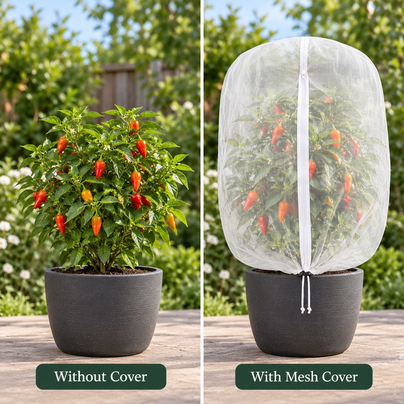 Garden Insect Mesh Cover for Plant Protection – Zipper Drawstring
