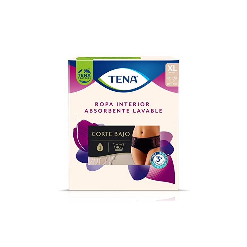 Tena Ropa Interior Lavable Corte Clásico Bajo Beige, Talla Extra