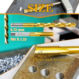RURITKIT M8x1.25 Tap and 6.75mm Drill Bit Kit, M2 HSS Metric Drill and Tap Set, Combination of Drill and Tap Kit for Metal
