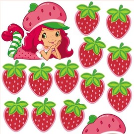 Strawberry Shortcake Bouquet CutOuts for Ramos - 7 Strawberries and 1 Shortcake Decor