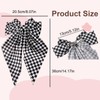 2Pcs Checkered Hair Bows for Women Teens Oversized Long Tail