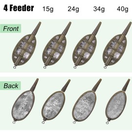 Carp Fishing Method Feeder Set, 4pcs Inline Method Feeders with 1pc Quick Release Mould Holder Tool Carp Fishing Equipment Tackle Accessories, 15g-40g