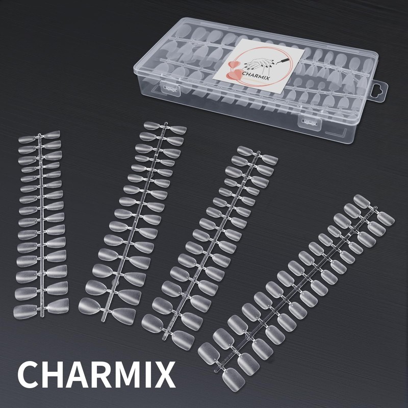 CHARMIX Nail Tips, Ultra Thin, Short, Clear, 300 Pieces, Summer