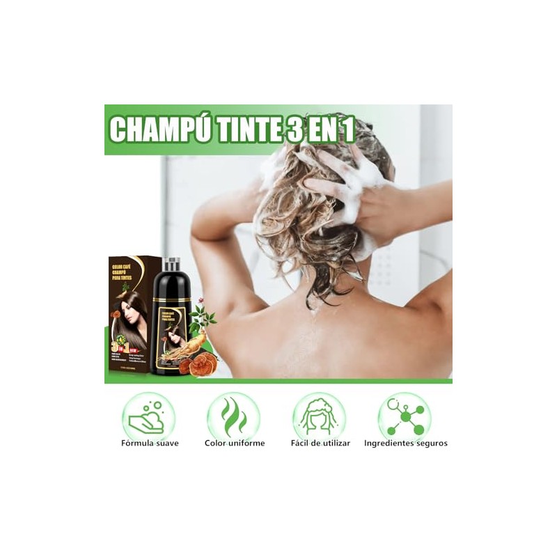 Shampoo para Canas, Hair Dye Shampoo 3 en 1 de