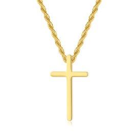 GAVU Stainless Steel Big Gold Cross Pendant Necklace for Men, Jesus Cross Necklace