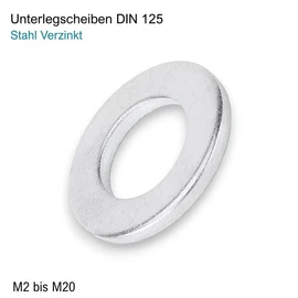 Washers M2 Galvanised Steel – DIN 125 – Washers – U Washers – Flat Washers (Size: M2; Quantity: 25 Pieces)