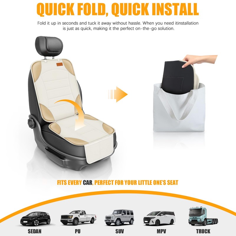 Siivton Car Seat Protector for Child, Cushion for Leather &