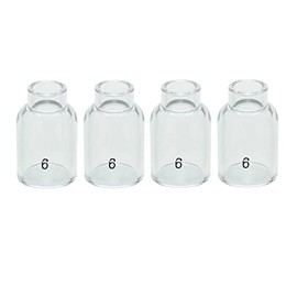 RIVERWELD TIG Quartz Nozzle Clear Glass Cup 53N60 6# 3/8" 9.5mm 53NQ60-6# for SR WP 9 17 18 20 25 26 TIG Welding Torches Pack of 4