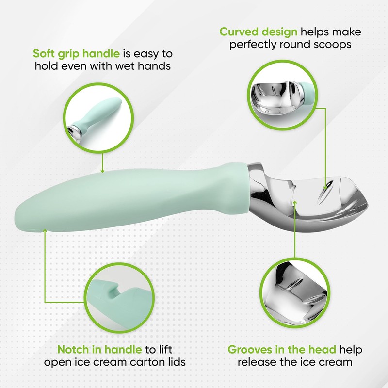 Spring Chef Ice Cream Scoop with Soft Grip Handle, Professional