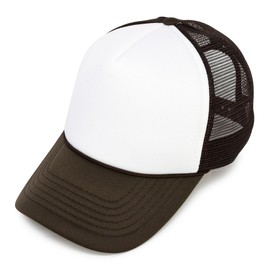 DALIX Blank Hat Two Tone Summer Mesh Cap in Brown and White Trucker Hat