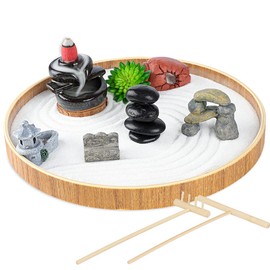 Set of 15 Zen Sand Garden for Desk, DIY Zen Garden Tabletop Rock Figure Lotus Plant Rake Tools Meditation Zen Home Office Decor Accessories Micro Landscape Sandbox Stress Relief Toy Gift