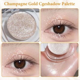 2-Pack Gold Eyeshadow Shimmer Eyeshadow Glitter Eyeshadow Palette Sparkly Eyeshadow Durable and Waterproof Glitter Cream Eyeshadow Palette Suitable for Women and Girls (Champagne Brown Gold)