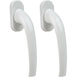 FELGNER Set of 2 Florence Window Handles, High-Quality Aluminium Handle Window Knob with Zinc Core, Easy to Install Rotary Knob with Oval Rosette and Hidden Screws, Colour: Traffic White