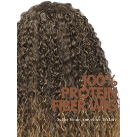 YKHJH 26 Inch Honey Blonde Curly Synthetic Wig Wear and Go HD Lace Front Wigs Mix 2/27 Pre Cut Highlight Curly Hair Wig Upgraded with Premium Human-Hair-Like Fiber (Mix 2/27)
