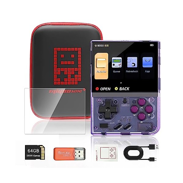 Miyoo Mini Plus, Handheld Game Console with 64G TF Card 25000+Games, 3.5 Inch IPS Screen, Support WiFi, Portable Game Console with Open Source System, Game Console Emulator