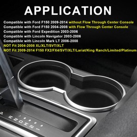 G-PLUS Center Console Cup Holder Rubber Inserts Compatible with Ford F150 2009-2014 Without Flow Through Center Console NOT Fit 2004-2008 XL/XLT/SVT/XLT
