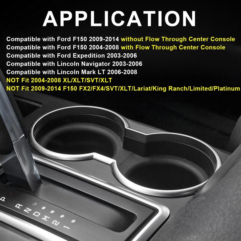 G-PLUS Center Console Cup Holder Rubber Inserts Compatible with Ford