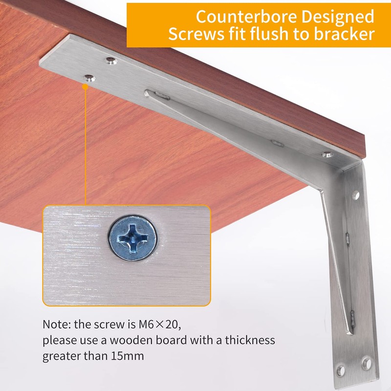 YUMORE Shelf Bracket Heavy Duty 14x8x2 in, 1/5IN Extra Thick