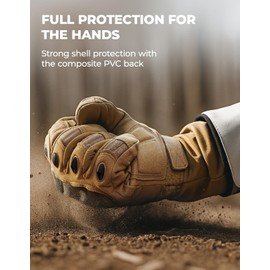 KEMIMOTO Tactical Gloves for Men, Winter Warm Motorcycle Gloves with Touchscreen Hard Shell & Palm Padding for Motorcycle Riding Tactical Airsoft Paintball Hunting Hiking Camping Climbing Brown 2XL