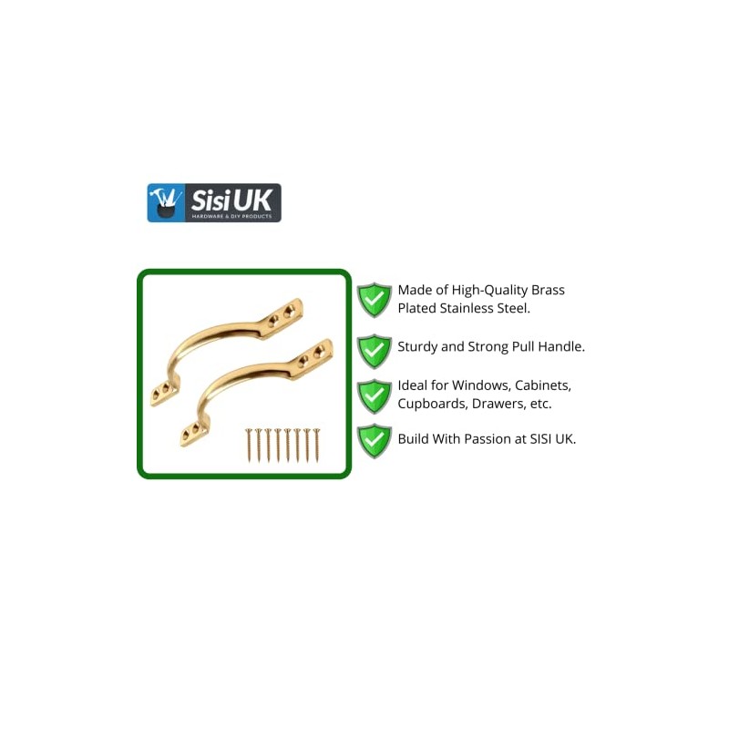 SISI UK Pull Handle Brass 6 Inch 150mm Brass Bow