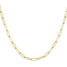 Embolden Jewelry Women's Gold Paperclip Chain Necklace | 18K Gold Interlocking Link Chain Oval-Link Necklace 18'' with Extender