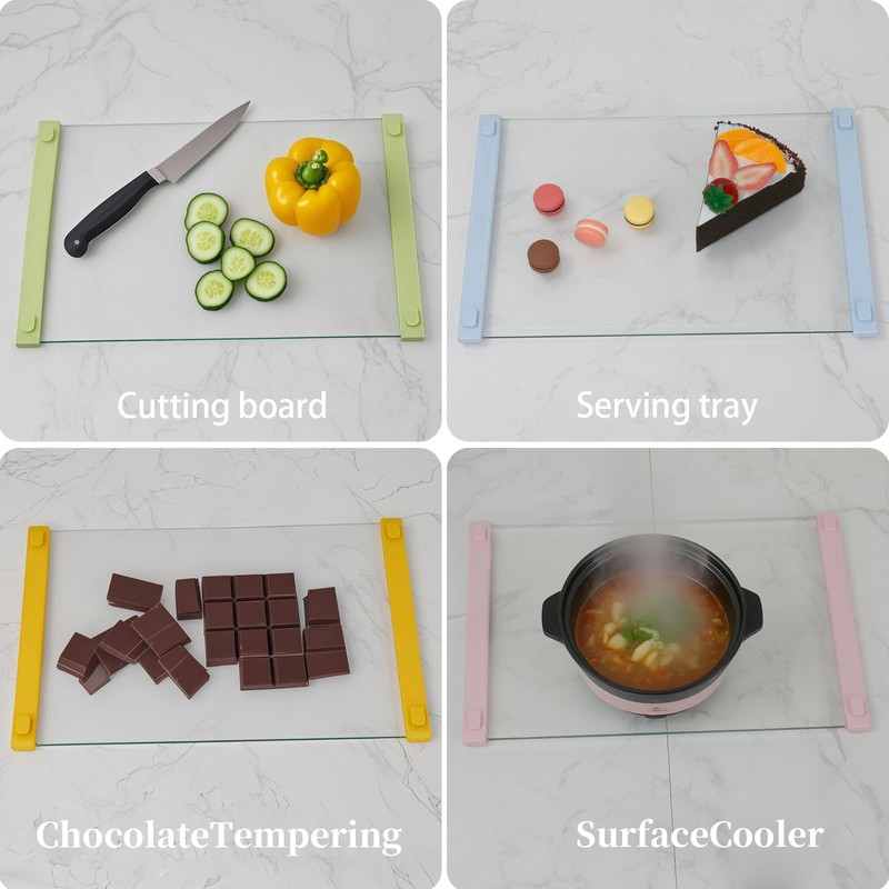 LANGBOHOS 2 PCS Tempered Glass Cutting Board for Kitchen with