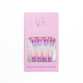 Boutique Beauty Premium Press On Nails (Summer Love) – Unique, Durable, and Trendy Designs with Adhesive Tabs - Long Coffin Shape