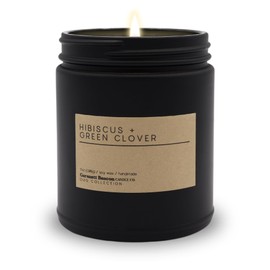Hibiscus + Green Clover | Luxury Scented Matte Black Jar Soy Candle with Box | Hand Poured in The US | Highly Scented & Long Lasting