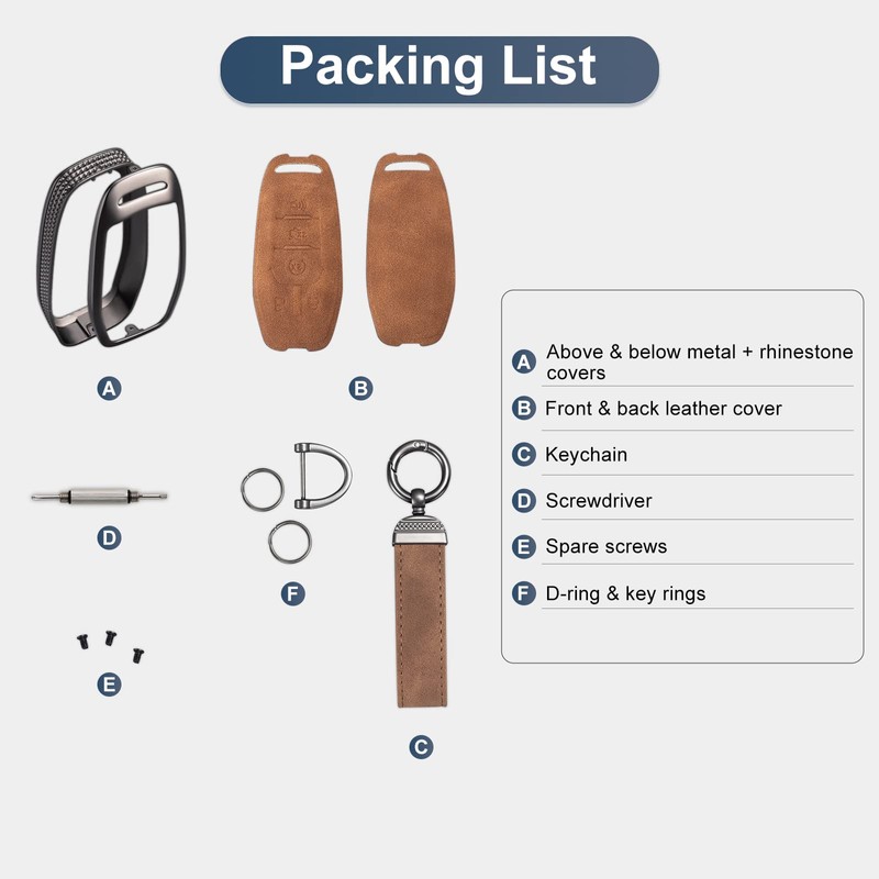 YO&YOYE Compatible with Ford Key Fob Cover with Keychain Leather