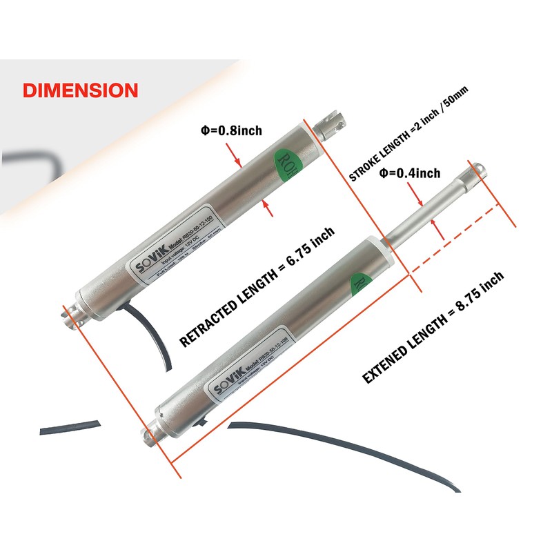 SOViK Actuador micro lineal de 12 V de 2 pulgadas