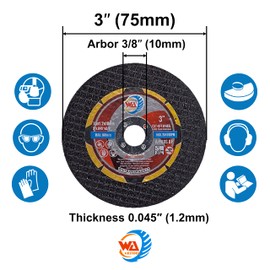 WA 100PACK - 3"x.045"x3/8" Thin Cutting Wheels Metal and Stainless Steel Cut-Off Discs