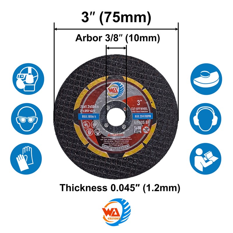 WA 100PACK - 3"x.045"x3/8" Thin Cutting Wheels Metal and Stainless
