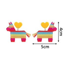 Cinco De Mayo Earrings for Women Girls Funny Fiesta Earrings Colorful Chili Pepper Piñata Sombrero Rainbow Horse Hat Mexican Festival Carnivals Holiday Jewelry Gifts-B