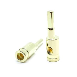AVANKI Terminal Connector Brass with Gold Plated 8 to 8 Gauge Amp Input Reducers for 8-10 Gauge Wire 2Pcs, Golden