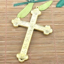 Cross X LARGE 3" CROSS CRUCIFIX  ITALIAN men pendant 20" GOLD necklace chain FREE BOX