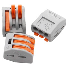 smseace 50 Pcs 3 Port Lever Nut Conductor Compact Wire Connectors Fast Connection Terminal Suitable for Multiple Types of Wires PCT-213-50P