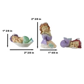 Ebros Whimsical Nautical Sea Sleeping Mergirls Mermaid Babies Small Dollhouse Miniature Figurines Set of 3 DIY Mermaids Fantasy Collection Home Decor for Terrariums Mini Planters Fairy Garden