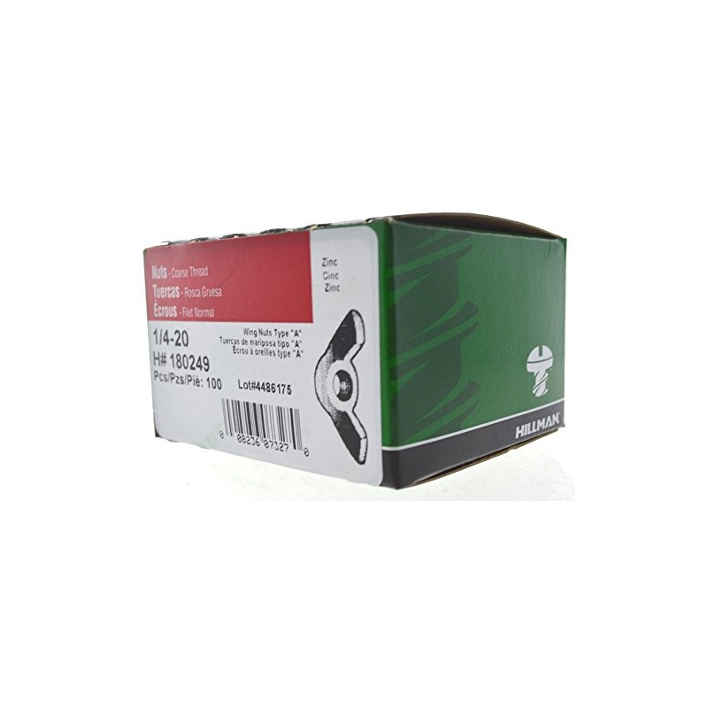 Hillman Fastener S 100Pk 180249 Tuercas de ala de 1/4"