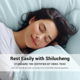 Shilucheng 6 Piece King Sheet Sets, Cooling Sheets, Bamboo French Blue